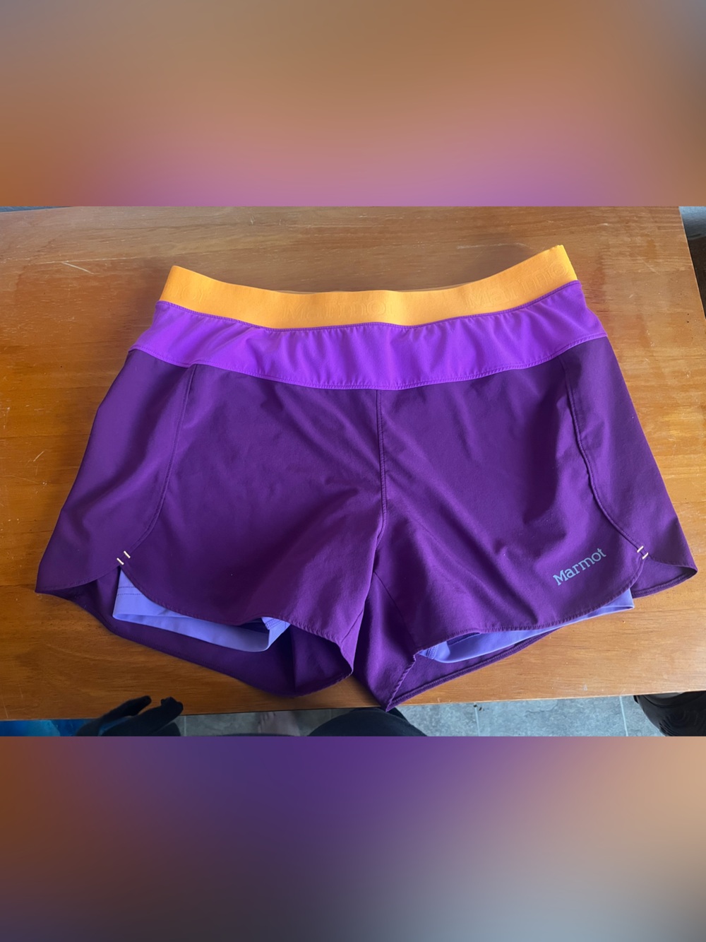 Marmot Purple Shorts with Orange Waistband